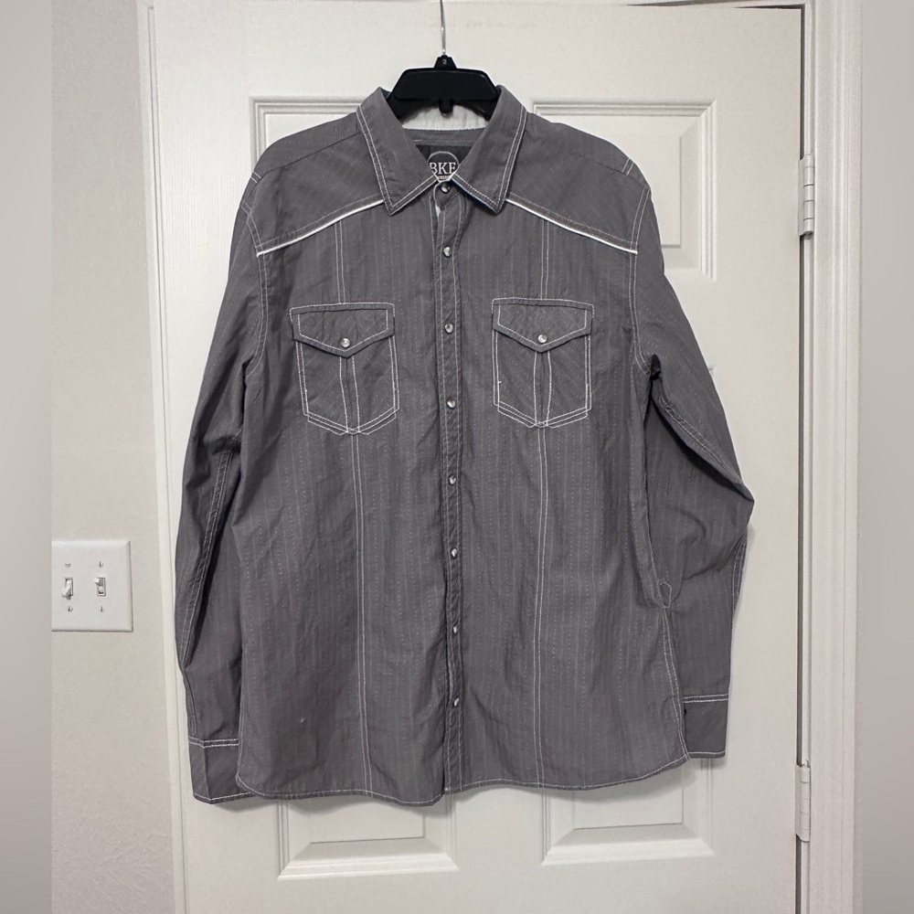 Grey Buckle Standard fit button down shirt